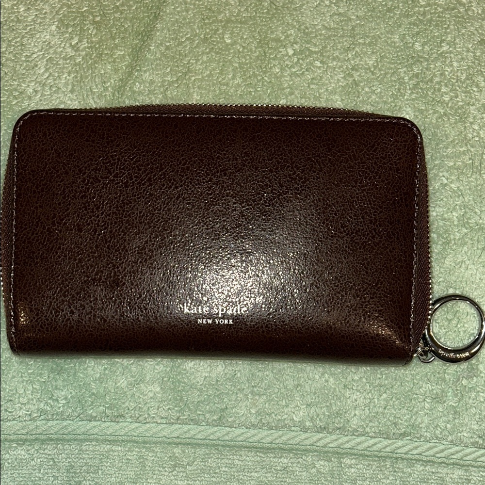 Kate Spade Glazed Halo Leather Wallet in Hot Fudge
